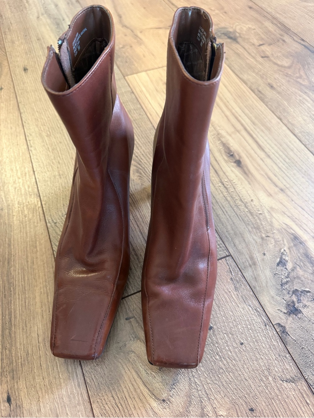 Etienne Aigner Cognac Leather Ankle Boots | Size 8M | Excellent Condition